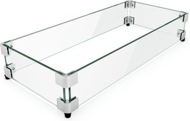 Gaspro 29 X 13 Inch Glass Wind Guard For Rectangular Fire Pit, Easy To Assemble - £82.10 GBP