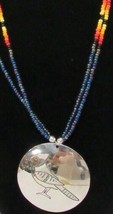 New Native American Blue Jay Medallion Blue Beaded Necklace Seminole Handmade  - £56.09 GBP