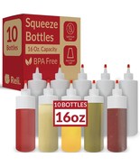 Plastic Squeeze Bottles, 16 Oz. | 10 Pack | Condiment Squeeze Bottles fo... - £16.17 GBP