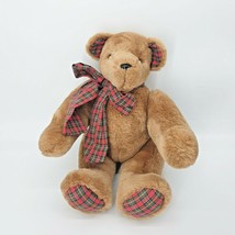 Vintage Unbranded Teddy Bear Jointed Plaid Feet Bow Quality Faded Tag 16... - £11.78 GBP