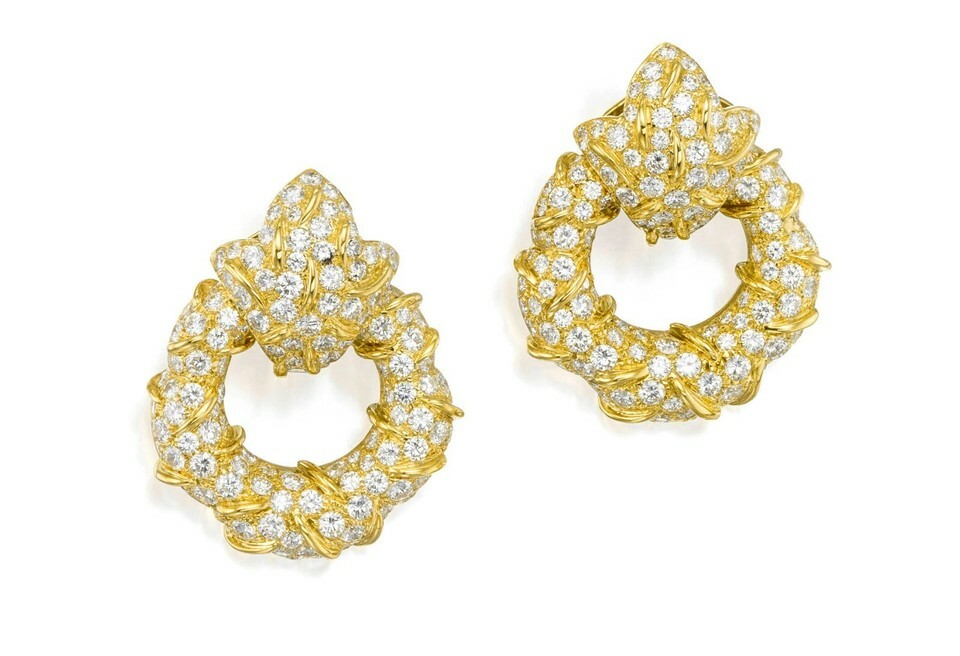 18k Yellow Gold and 13ct Diamond Doorknocker Ear Clips 38.9g - $15,229.62