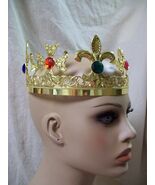 Fancy Gold Crown Maltese Cross Fleur De Lis Renaissance Medieval King Qu... - $27.57 CAD