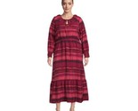 Terra &amp; Sky Red &amp; Pink Stripe Tiered Long Sleeve Peasant Maxi Dress Plus... - £15.62 GBP
