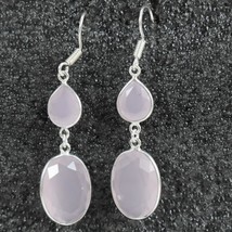 925 Sterling Silver Rose Quartz Gemstone Handmade Earrings Women Gift BES-1381 - £17.19 GBP