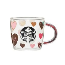 Starbucks Japan Glass Mug Valentine 2023 Beaded Handle Heat Resistant 296ml - $52.36