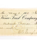 1913 Kineo Trust Company Bank Check E.A. Sampson Dover Maine Signed 4103... - $19.99