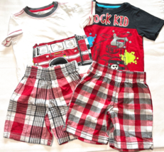Boy 2T Toddler Shorts and short sleeve shirt Health Tex Set of 2 Fire En... - £6.21 GBP