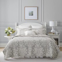 Quilt Set From The Laura Ashley Rowland Collection, Queen Size, Gray, 100% - £78.21 GBP