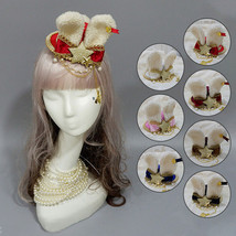 Original Lolita Hat Hand-made Headdress Gorgeous Flower Pill Tea Teddy Fluff NEW - £13.81 GBP