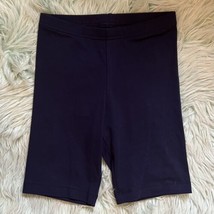 Old Navy Girls Biker Shorts Size L (10-12) Navy Blue Solid Stretch Pull On - $8.91