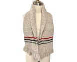 VTG 1970s Wool-Blend Shawl Collar Scarf With Stripes &amp; Fringe — Made In USA - $44.50