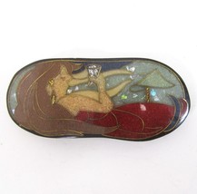 VTG Cocktail Party Lady Sand and Shell Inlay Barrette Glitter Hair Clip Beach - £15.78 GBP