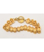 Vintage Anne Klein Chunky Bracelet Gold Tone Toggle Clasp 7&quot; - £27.96 GBP