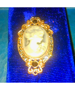Beautiful Vtg. Silver Rhinestone Celluloid Pendant - $43.42 CAD
