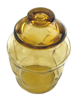Fairfield Anchor Hocking Apothecary Canister Jar Ovals Thumbprint Design Amber - £15.55 GBP