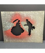 Vintage Galvanized Steel Stencil–Colonial Couple Silhouette Industrial A... - $2,736.91 MXN