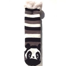 Panda Sherpa Critter Socks non-slip grippers NEW black white stripe 6901... - £6.28 GBP