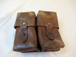 Vintage Yugoslav army leather Mauser ammo double beltB pouch military JNA Soviet - £7.04 GBP+