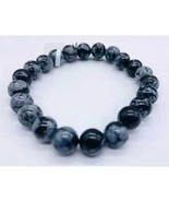 8mm Obsidian, Snowflake bracelet - $9.59