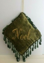 RARE MIDWEST of Cannon Falls NOEL GREEN BEADED VELOUR Christmas Ornament - $20.17 CAD