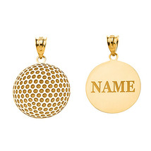 Personalized Engravable Name 10k 14k Solid Gold Golf Ball Pendant Necklace - £115.01 GBP