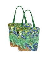 Set of TWO Irises Van Gogh Art Canvas Tote Bag Two Sides Printing - £23.83 GBP
