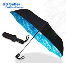 Automatic Black Umbrella Anti-Uv Sun/Rain Windproof 3 Folding Compact Um... - £18.02 GBP