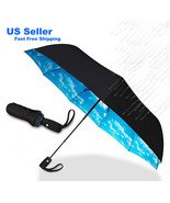 Automatic Black Umbrella Anti-Uv Sun/Rain Windproof 3 Folding Compact Um... - £18.74 GBP