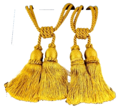 Gold Fringed Rope Curtain Tiebacks Glam Lot of Two - £19.45 GBP