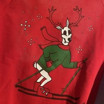 Vintage 80s Ski Reindeer Graphic Pullover Sweatshirt Sz M Distressed Chr... - $31.19