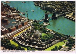 Postcard Aerial View Tower Of London &amp; Tower Bridge London UK - $3.95