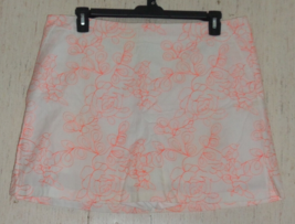 New Womens Lady Hagen White W/ Coral Embroidered Floral Skort W/ Pockets Size 18 - £22.38 GBP