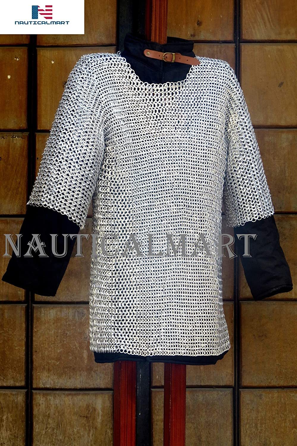 Medieval Knights Warrior Chainmail Hauberk Full Sleeve Body Armor ...