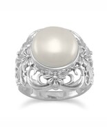 Sterling Silver Ornate Cultured Freshwater Pearl  Ring - $96.67 CAD