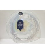 (1) Alabaster Glass Iridescent Dinner Plate White Pearl Swirl Luster New  - £14.21 GBP
