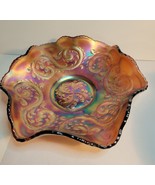 Fenton Carnival Glass Serpent Pattern Ruffled Bowl Marigold - $65.00