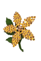 Large Yellow Rhinestone Flower Pin Brooch Green Stem Bling! - £7.58 GBP