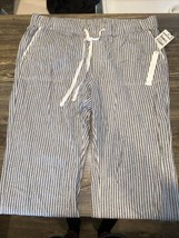 Nordstrom Caslon Flax Navy Cove Stripe Pants. Size Large. Drawstring. NW... - £18.59 GBP