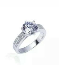 2.5ct Round Moissanite Solitaire Diamond Engagement Ring 14K White Gold Plated - £72.92 GBP