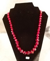 Vintage Sparkly  Red Sphere Cut Bead Necklace 31.5 inches long - $17.99