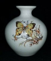 Vintage Ceramic Crackle Butterfly Vase Butterfly Crackle Vase - £15.73 GBP