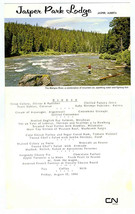 Jasper Park Lodge Menu Postcard Canadian National 1966 Alberta Maligne River - $13.86