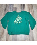 Vintage Hanes Her Way Ugly Christmas Crewneck Sweater XL Green Tree Holiday - $9.99