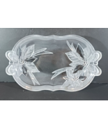 SERVING TRAY PLATTER OVAL GLASS 12&quot; POINSETTIA HOLIDAY FLOWERS Home Beau... - $366.37 MXN