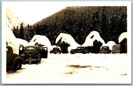 RPPC Cabins and Cars Snoqualmie Pass Summit WA Ellis Photo 4654 Postcard D14 - £12.24 GBP