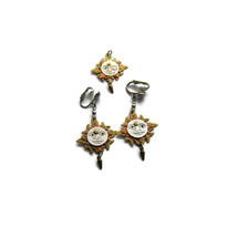 Vintage Jayla Sacred Moon/Sun Clip on Earrings and Pendant Set - £23.59 GBP