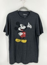 Disney Mickey Mouse T Shirt Size Large Dark Gray Graphic Tee Short Sleeve - £18.69 GBP