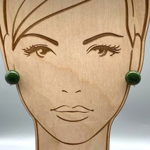 Vintage Forest Green Dome Earrings, Lucite Button Basic Screw Backs - £22.34 GBP