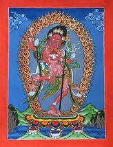 ORIGINAL HAND PAINTED VAJRVARAHI/ DORJE PHAGMO/VARAHI TIBETAN THANGKA PA... - $2,808.12 MXN