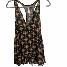 Intimately Free People Black Boho Printed V Neck Tunic Tank NWOT - £33.63 GBP